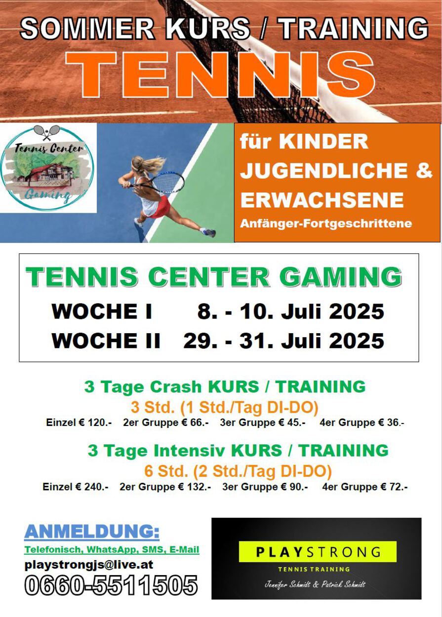 TENNIS KURS / TRAINING Juli 2025